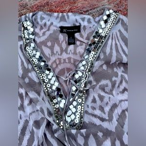 nternational Concepts Blouse with Sequins, Size Small